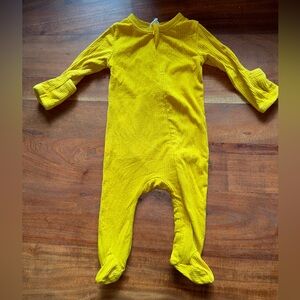 Kait Quinn mustard yellow zipper pajama organic